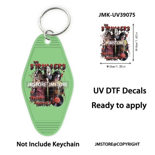 Halloween Horror Movies Witch Girl UV DTF Motel Keychain Decal Ready To Ship Durable Transfer Stickers Prints For Hotel Keychain