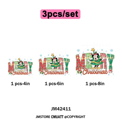Ho Ho Ho Christmas Coquette Gifts Santa Cartoon Characters Iron on DTF Washable Transfers Stickers Ready to Press for Clothing