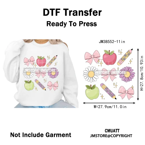 Trendy In My Girls Era Teacher School Good Vibes Quotes Iron on DTF Washable Transfers Stickers Ready to Press for Textile Bags