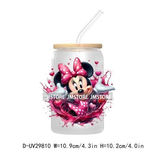 New Trendy Cartoon Mouse Couple Watercolor UV DTF Transfer Sticker Decals For Libbey Cold Cups Mugs Tumbler Animal Kingdom Vibes