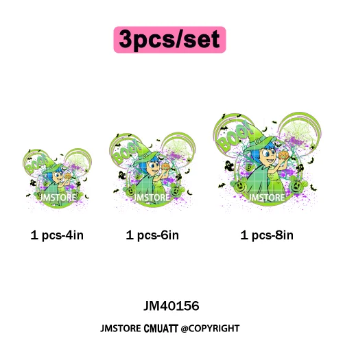Colorful Cute Cartoon Animal Boo Skeleton Halloween Season Iron on DTF Washable Transfers Stickers Ready to Press for Textile