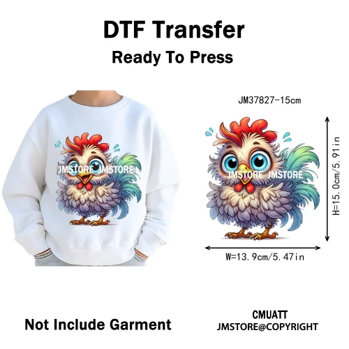 15cm 5.9in Kids Funny Hairy Cartoon Birds Animal Washable Iron on DTF Transfers Stickers Printing Ready to Press for Clothing