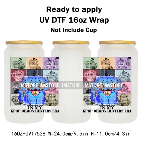 Kpop Demon Boy Band Soda Pop Hunter Girls 16OZ UV DTF Cup Wraps Ready To Apply Waterproof Transfer Stickers For Libbey Glass Can