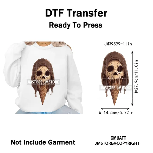 Scary Halloween Popsicles Horror Movie Killers Character Iron on DTF Washable Transfers Stickers Ready to Press for Textile Bags