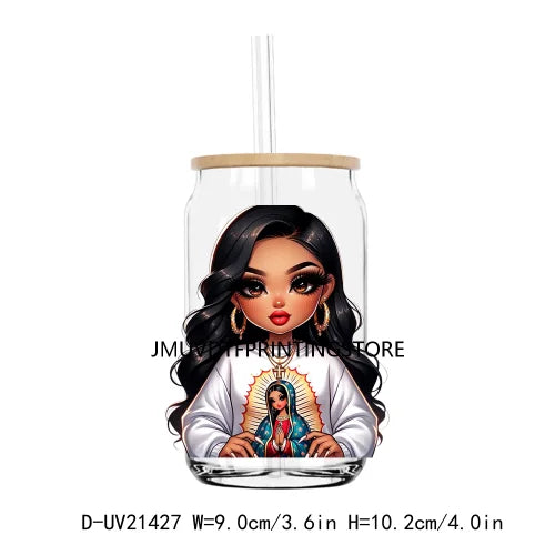 Chibi Cute Chicana Woman UV DTF Transfers Stickers Decals For Libbey Cold Cups Mugs Tumbler Waterproof DIY Logo Mexican Girls