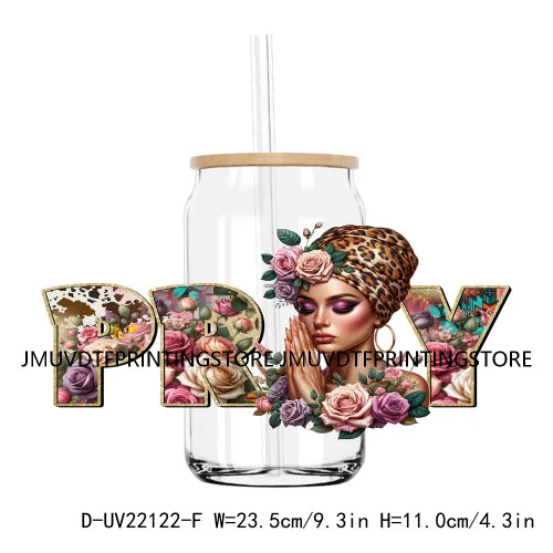 Retro Coquette Bow Mama UV DTF Stickers For 16OZ Libbey Glass Cup Can Wrap Transfers Stickers Custom DIY Logo Leopard Mom Life