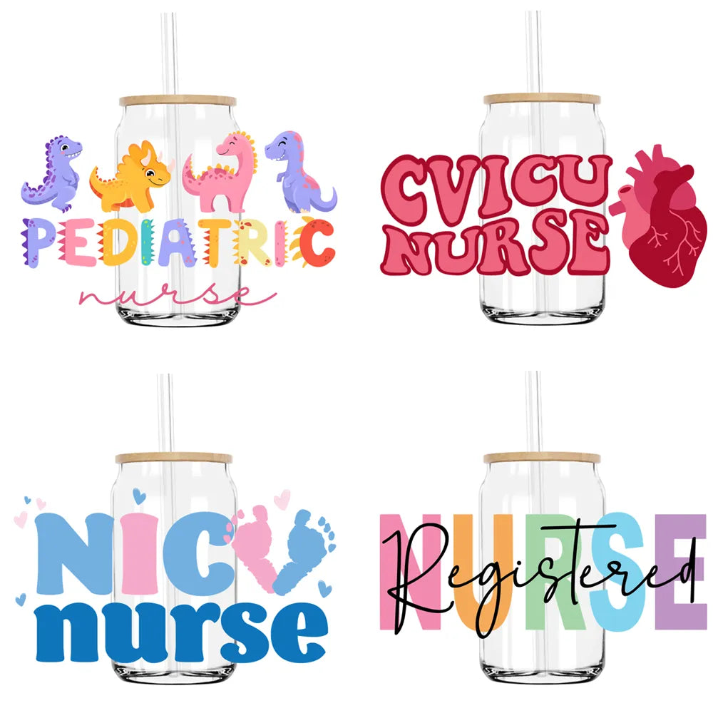 Western Registered Nurse 16OZ UV DTF Cup Wrap Transfers Stickers Custom Labels DIY Durable Waterproof Logo For Libbey Glass Can