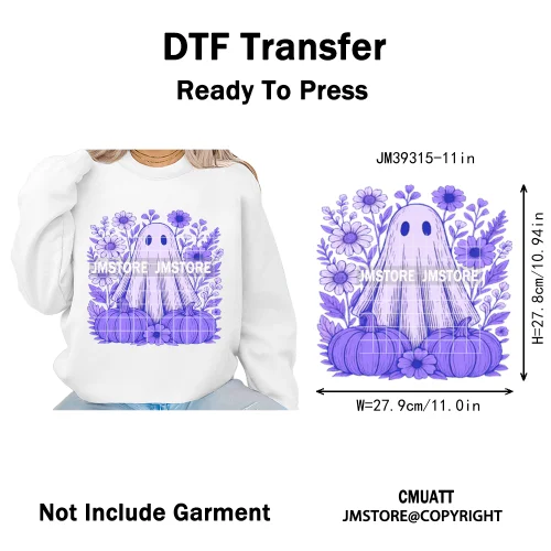 Funny Halloween Quotes Ghouls Stay Spooky Creep It Real Iron on DTF Washable Transfers Stickers Ready to Press for T-shirts Bags