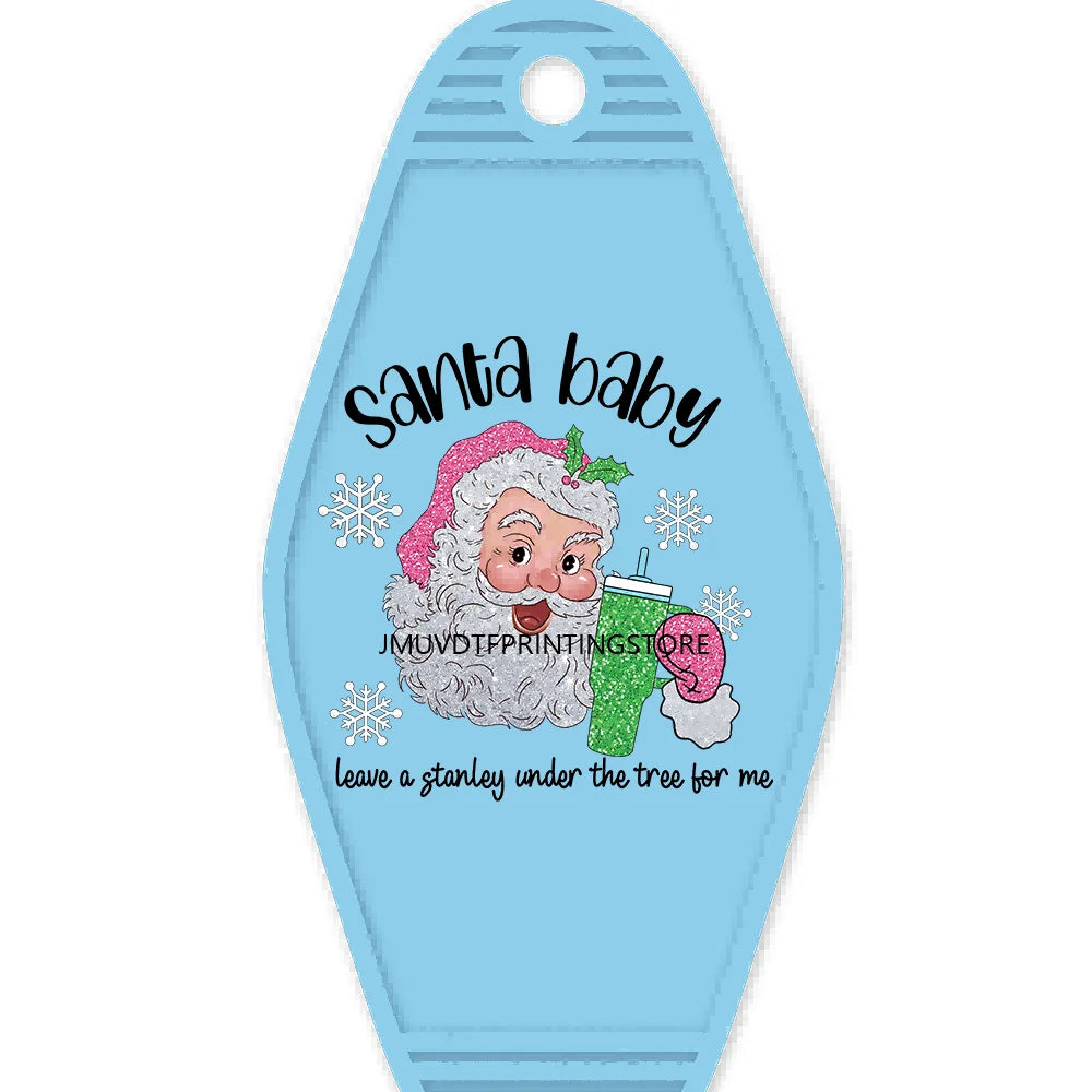 Retro Christmas Santa Claus Season High Quality WaterProof UV DTF Sticker For Motel Hotel Keychain Winterbasics