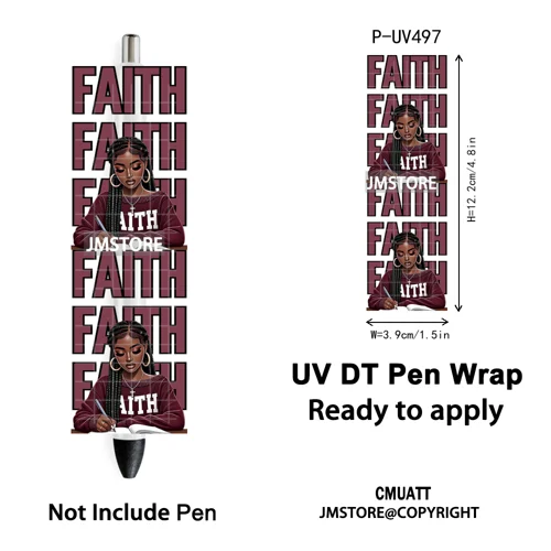 Black Girl Praying Afro Women Faith UV DTF Pen Wraps Ready To Apply Transfer Sticker Print Waterproof High Quality UV DTF Decal
