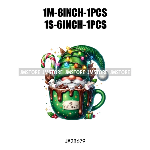 Winter Hot Cocoa Boy Cozy Gnomes Coffee Mug Tis The Season Happy Christmas Iron On DTF Heat Press Transfers Stickers For Clothes