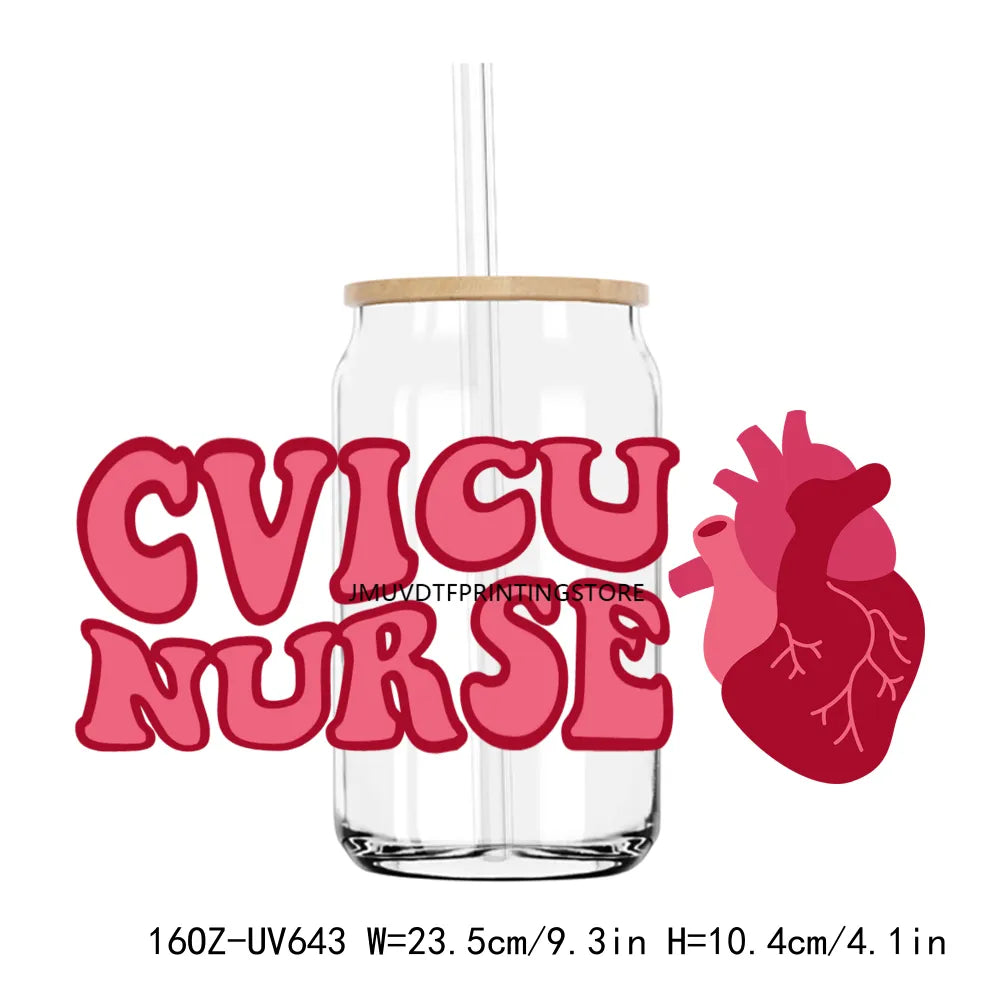 Western Registered Nurse 16OZ UV DTF Cup Wrap Transfers Stickers Custom Labels DIY Durable Waterproof Logo For Libbey Glass Can