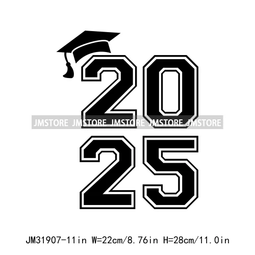 Happy University Graduate Senior Class Of 2025 Decals Iron On DTF Heat Transfer Stickers Ready To Press For Clothes Bags