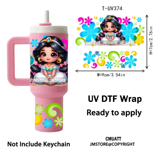 Baby Princess Butterfly Coquette Bow UV DTF Mini Tumbler Keychain Wraps Ready To Apply Transfer Stickers Prints Waterproof Decal