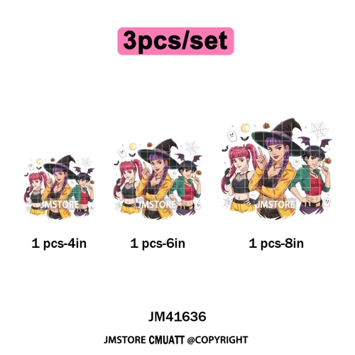 Stay Spooky Ghost Halloween Cartoon Hunters Kpop Band Group Iron on DTF Washable Transfers Stickers Ready to Press for Clothing