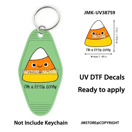 Funny Halloween Skull Skeleton Ghosts UV DTF Motel Keychain Wraps Ready To Apply Waterproof High Quality Hotel Keychain Decals