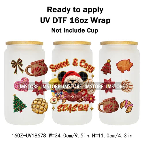 Christmas Movie Characters UV DTF Cup Wrap Ready To Apply Transfer Stickers Waterproof 16OZ Tumbler Wraps For Libbey Glass Can