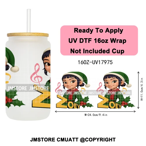 Christmas Edition Kpop Demon Festive Anime Girls UV DTF Stickers Ready To Apply Cup Wrap High Quality For 16OZ Libbey Can Glass