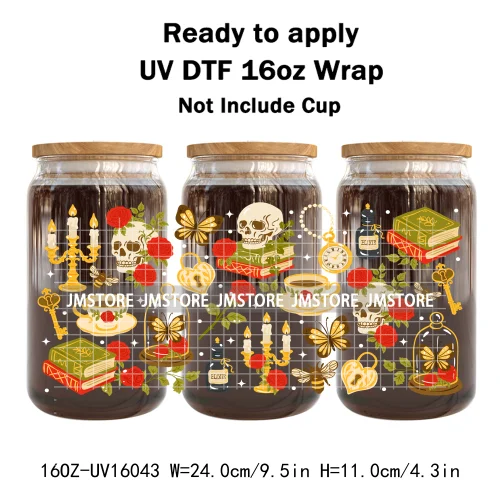 Spooky Boo Halloween Fall Bookish Ghost UV DTF Stickers Ready To Transfer Cup Wrap Custom Labels For Libbey Can Glass Tumbler