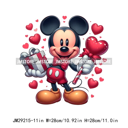 Happy Valentine's Day Cartoon Character Mouse Animal Cupid Love Heart DTF Iron On Transfers Stickers Ready To Press For T-shirts