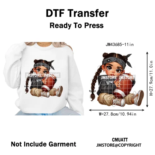 Latina Football Mexican Baby Girls Sports Lover Game Day Iron on Washable DTF Heat Transfers Stickers Ready to Press for Hoodies