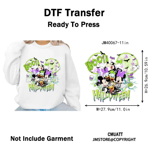 Nightmare on Main Street Pumpkin Spooky Halloween Cartoon Season Iron on DTF Heat Transfers Stickers Ready to Press for Hoodies