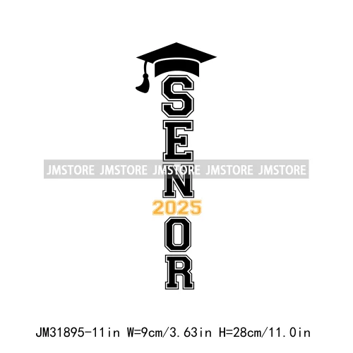 Happy University Graduate Senior Class Of 2025 Decals Iron On DTF Heat Transfer Stickers Ready To Press For Clothes Bags