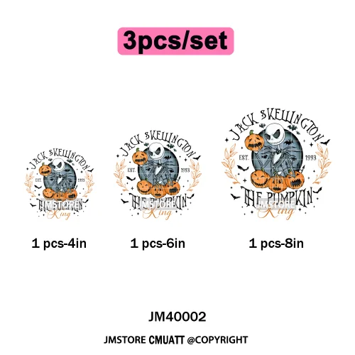 Halloween Horror Party Cartoon Friends Nightmare Spooky Vibes Iron on DTF Washable Transfers Stickers Ready to Press for Clothes