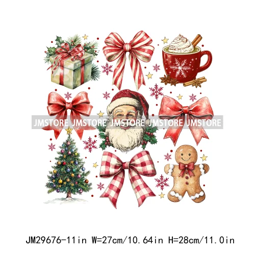 New Christmas Santa Social Club Coquette Western Boots Jolly Holiday Season Logos Iron On DTF Heat Transfer Stickers For Hoodies