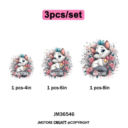 Trendy Flower Cat Bee Animal Lover Cute Princess Designs Iron on DTF Washable Transfers Stickers Ready to Press for T-shirts