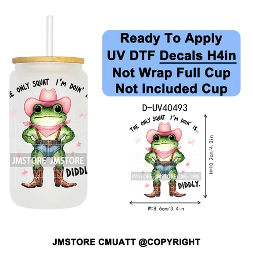 Funny Animal Quotes Sarcastic Dogs UV DTF Transfer Stickers Decals Ready To Apply Waterproof For 16OZ Libbey Glass Can Tumbler