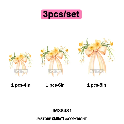 Spring Wildflower Love Vibes Ribbon Wedding Coquette Iron on DTF Thermal Transfers Stickers Ready to Press for Dresses Hoodies