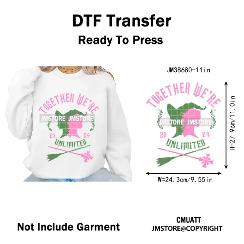 In My Witch Era Pink Goes With Green Coquette Bow Magic Broom Iron on DTF Washable Transfers Stickers Ready to Press for Textile