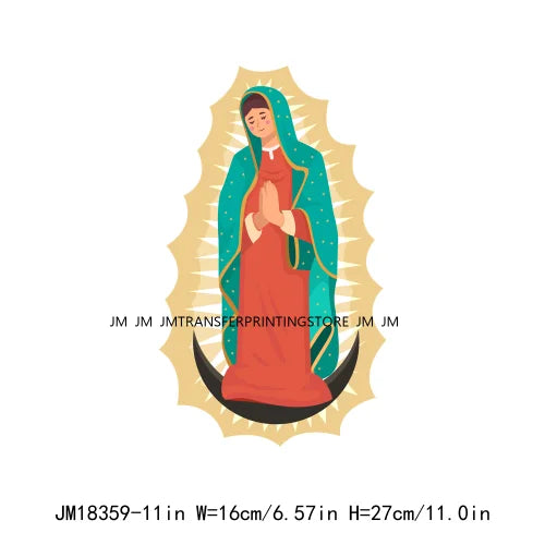 Virgencita Birgen De Guadalupe Nuestra Senora De Guadalupe  Floral Mexican Virgen Our Lady Mary DTF Transfer Sticker For Hoodies