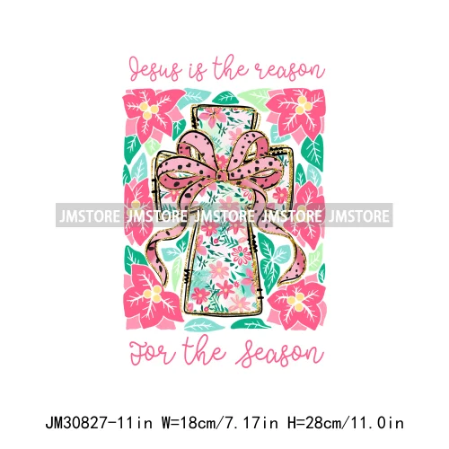 Fashion Christmas Tree Girls Winter Coquette Blessed Christian Sayings Iron On DTF Transfers Stickers Heat Press For Sweatshirts