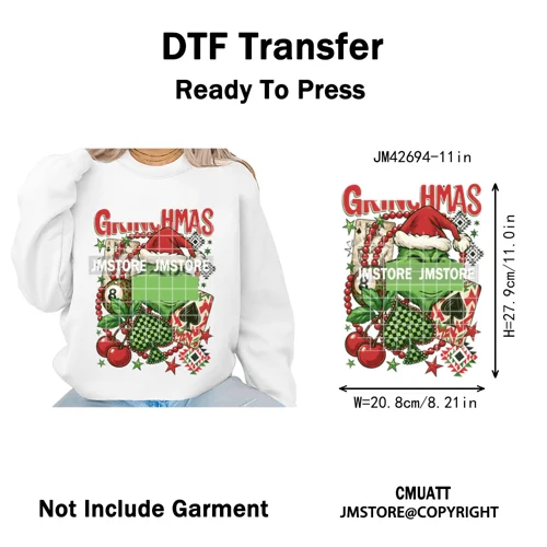 Holly Jolly Cute Cartoon Character Christmas Santa Tis The Season Iron on DTF Heat Transfers Stickers Ready to Press for Garment