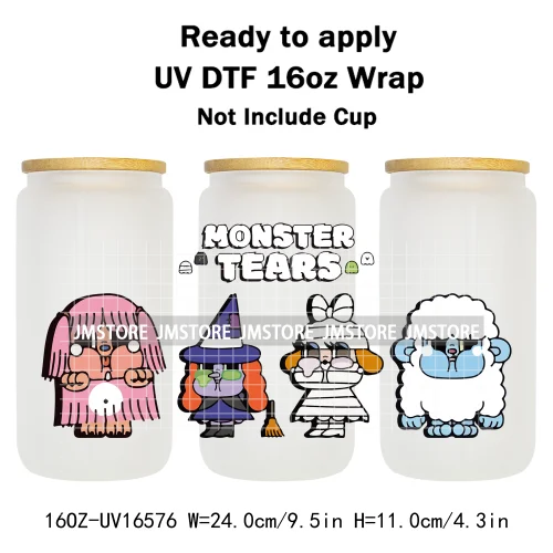 Cartoon Baby Monsters Cry UV DTF Stickers Ready To Transfer Cup Wrap Custom Labels DIY Craft For Libbey Can Glass Tumblers Mugs
