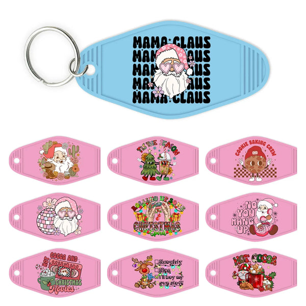 Christmas Mama Santa Claus High Quality WaterProof UV DTF Sticker For Motel Hotel Keychain ot Cocoa Season