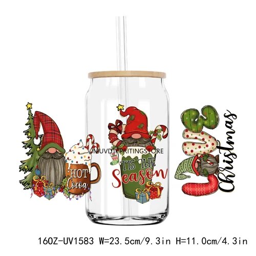 Big Nick Energy Santa 16OZ UV DTF Cup Wrap Transfers Stickers Custom Labels DIY Durable Waterproof Logo For Libbey Glass Can