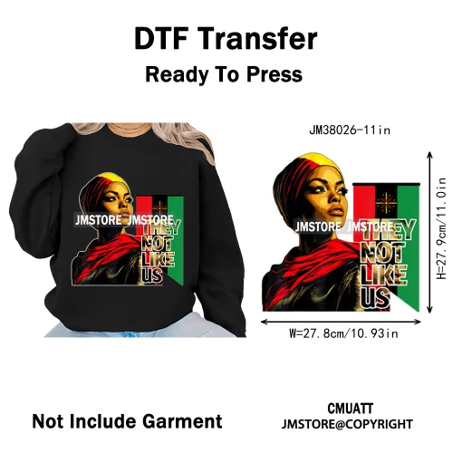 Juneteenth Vibes Black History They Not Like Us Black Queen Washable Iron on DTF Transfers Stickers Ready to Press for Clothing
