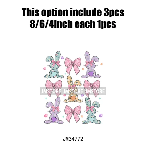 The Lord is my Shepherd Easter Christian Spring Floral Easter Bunny Bow Iron On DTF Transfer Stickers Ready To Press For Clothes