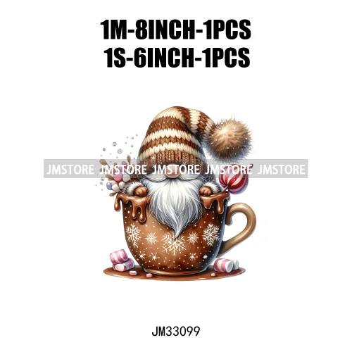 Cute Christmas Hot Cocoa Season Gnomes Sweet Winter Santa Quotes Iron On DTF Transfers Stickers Ready To Press T-shirts Bags