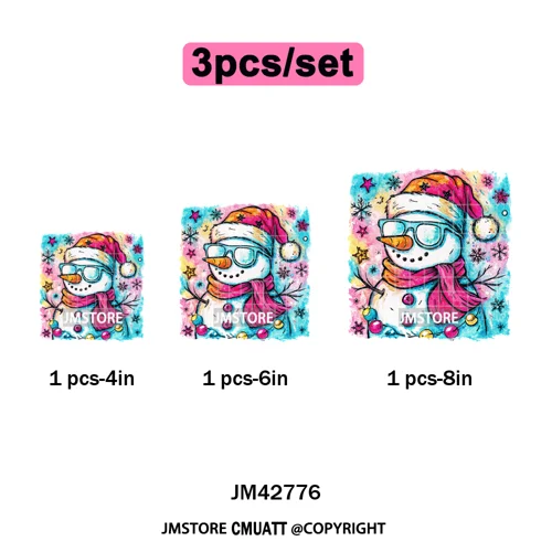 Preppy Brushstroke Gingerbread Santa Bow Tree Merry Christmas Girly Iron on DTF Transfers Stickers Ready to Press for T-shirts