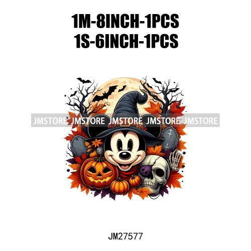 Cartoon Halloween Spooky Season Pumpkin Rip Gravestone Skull DTF Iron On Transfers Stickers Printing Ready To Press For Clothing