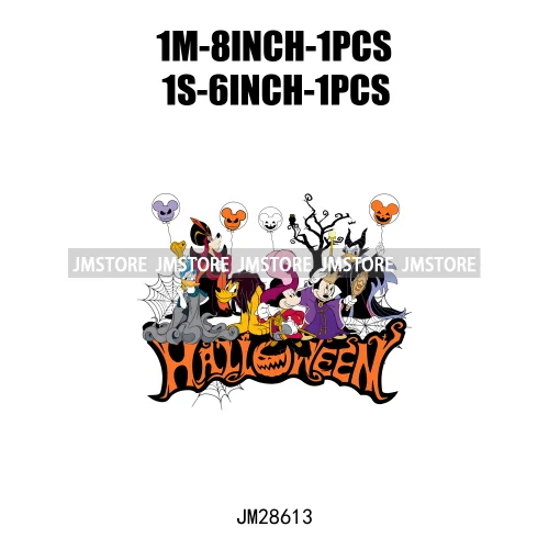 Happy Halloween Cartoon Animal Character Spooky Vibes Trick Or Treat Iron On DTF Transfer Stickers Ready To Press For Sweatshirt