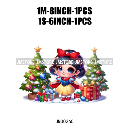 Cute Princess Red Ugly Sweater Cartoon Girls Friends Merry Christmas Iron On DTF Transfers Stickers Ready To Press For Clothing