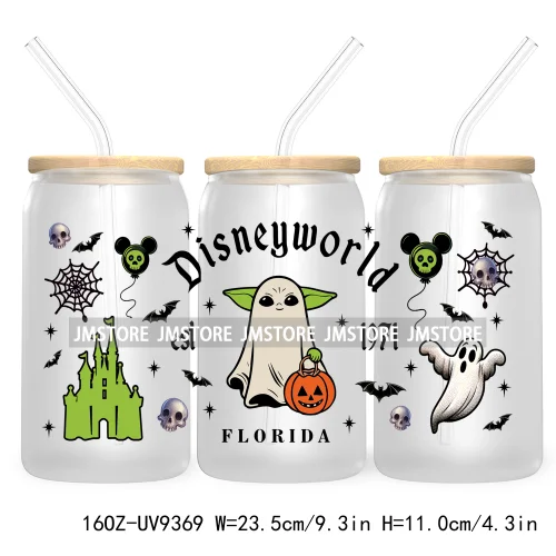 Halloween Mouse And Friends UV DTF Sticker For 16OZ Libbey Glass Cup Can Wrap Transfer Stickers Custom Labels Logo Spooky Vibes