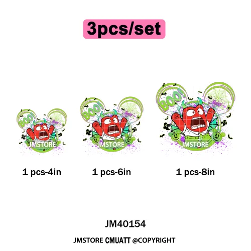 Colorful Cute Cartoon Animal Boo Skeleton Halloween Season Iron on DTF Washable Transfers Stickers Ready to Press for Textile