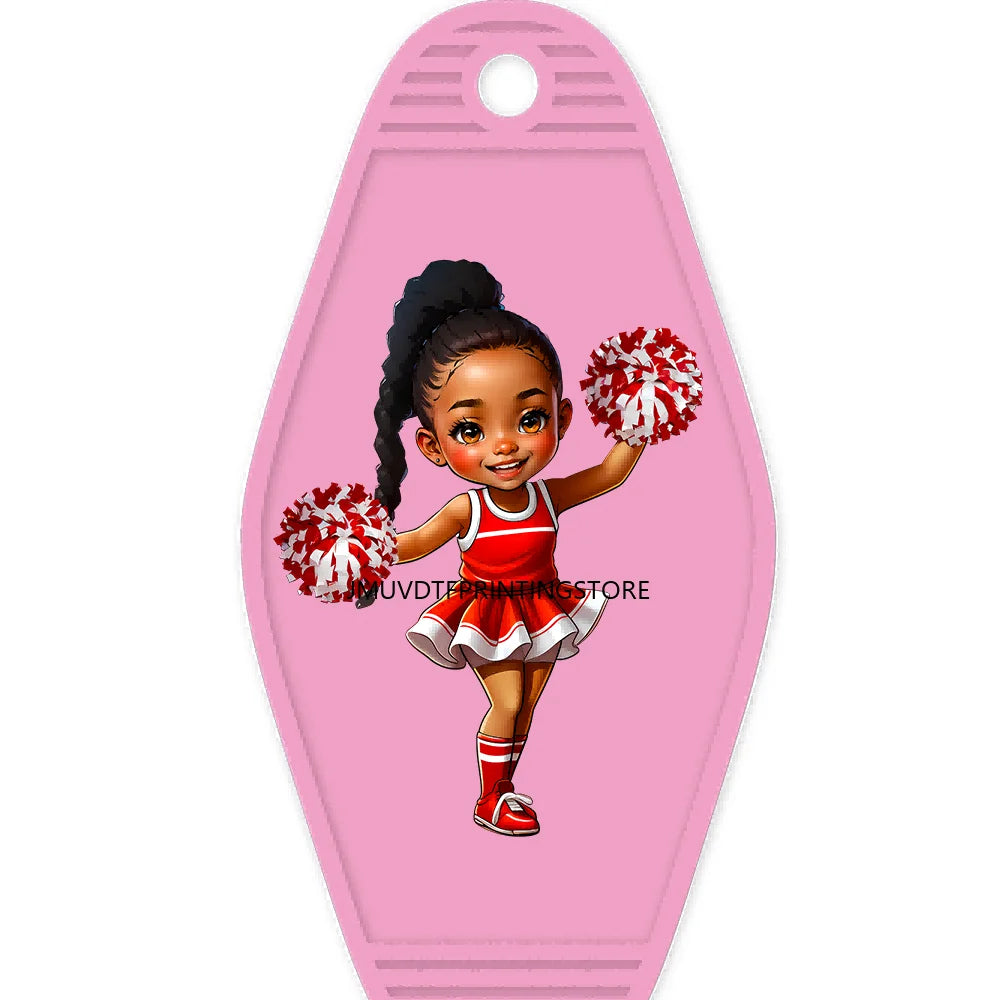 Sport Football Player High Quality WaterProof UV DTF Sticker For Motel Hotel Keychain Black Afro Girls