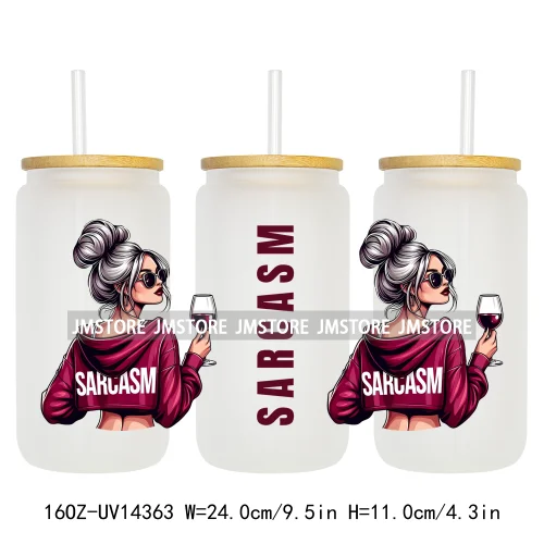 Fashion Girls Coffee Lover UV DTF Wraps Transfer Sticker Selfadhesive Waterproof High Quality For 16OZ Libbey Glass Can Tumbler